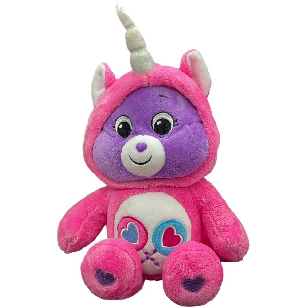 Care Bears 12" Share Bear Plush Unicorn Toy With Pink & Purple Hoodie